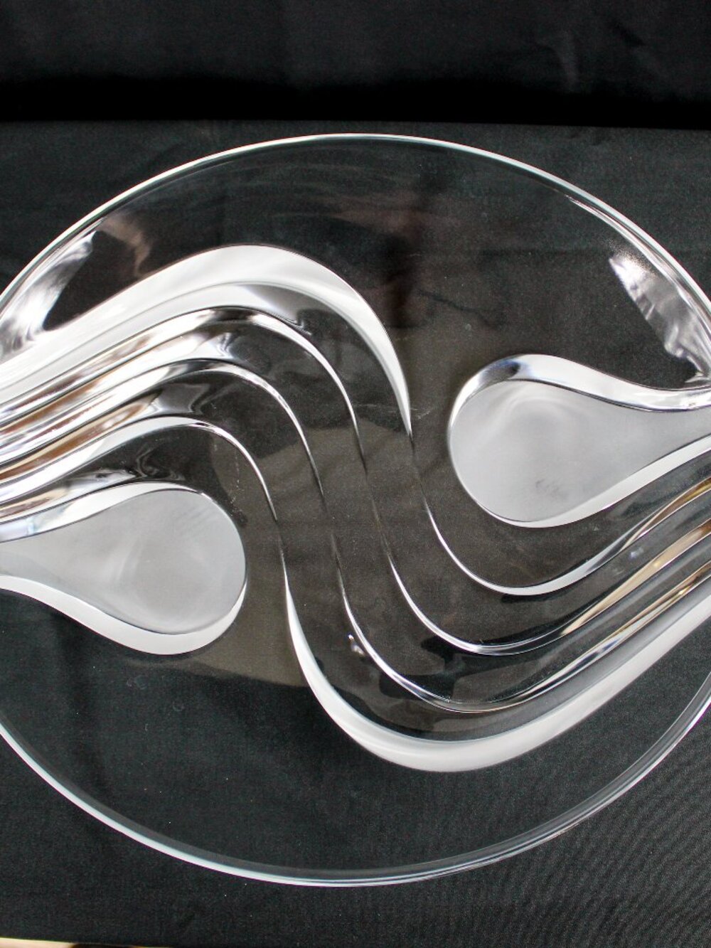 Cristal d'Arques 24% Lead Crystal Serving Platter with Wave Swirl Design Vintage